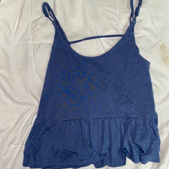 Blue open back tank top - Picture 1 of 3